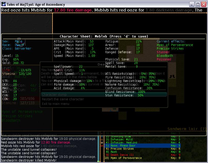 CharSheet shows &quot;Stunned&quot; and &quot;Poisoned&quot;