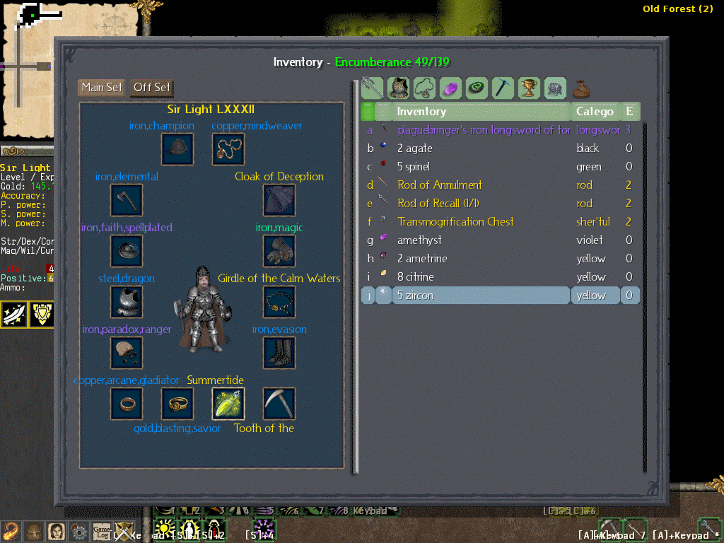 Inventory screen
