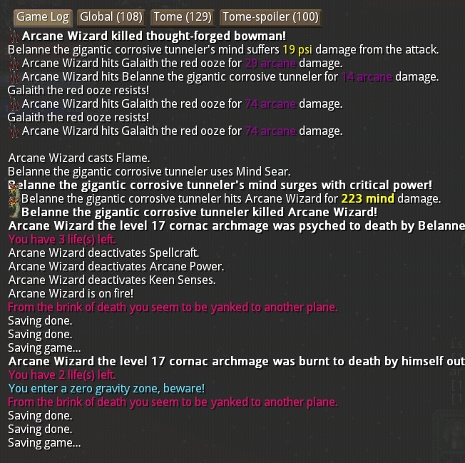 Game log of double dying.