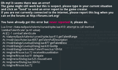 Horror talent error