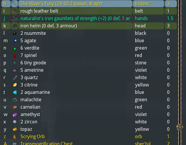 Disabled (regular inventory screen)