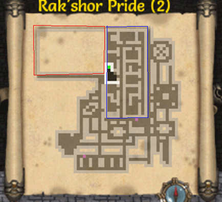 Blue is the vault that I've already cleared. Red is the area I can't get to.