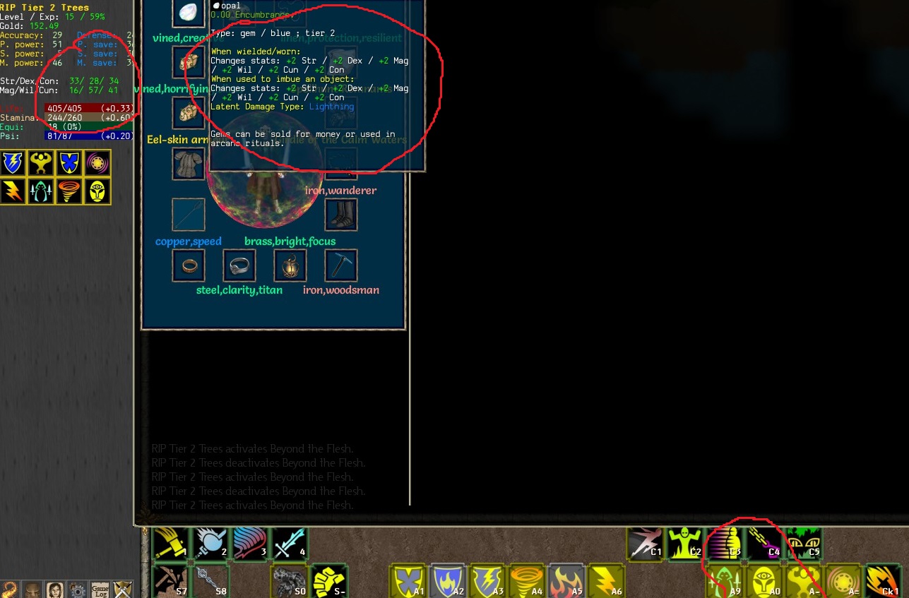 Stats (on left side) with Beyond the Flesh