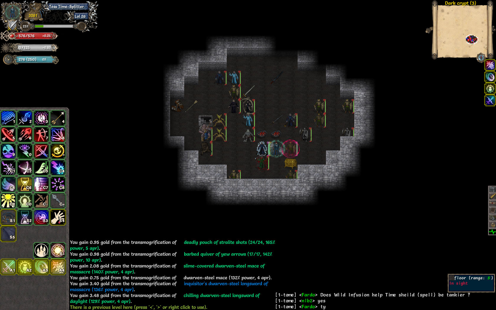 Random 13x9 Dark Crypt level with 2 rares and heaps of other dangers.