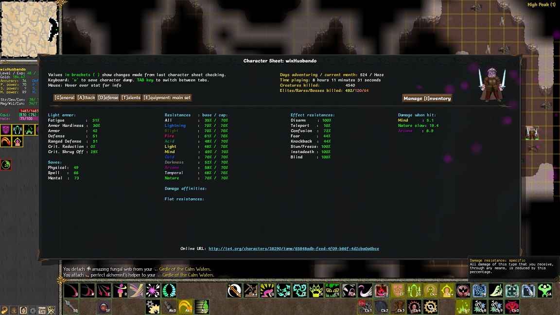 Resistances after equipping alchemist's helper