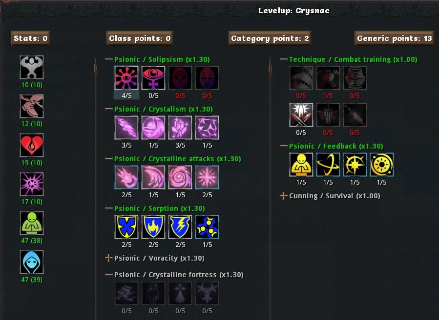 Cornac Crystalist at level 16. Generics are not in a happy place.