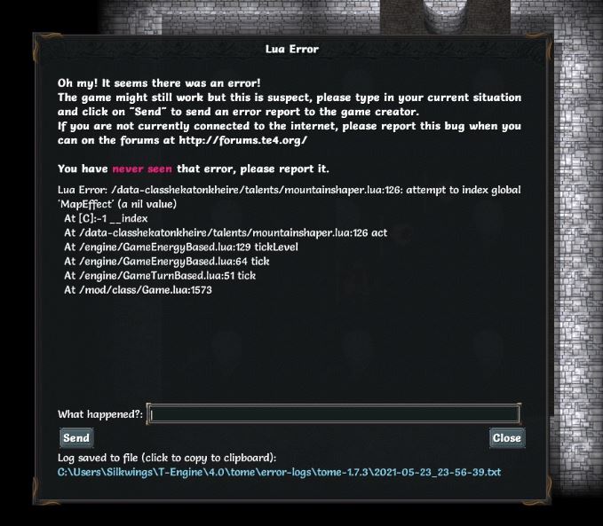 Mountain shaper lua error
